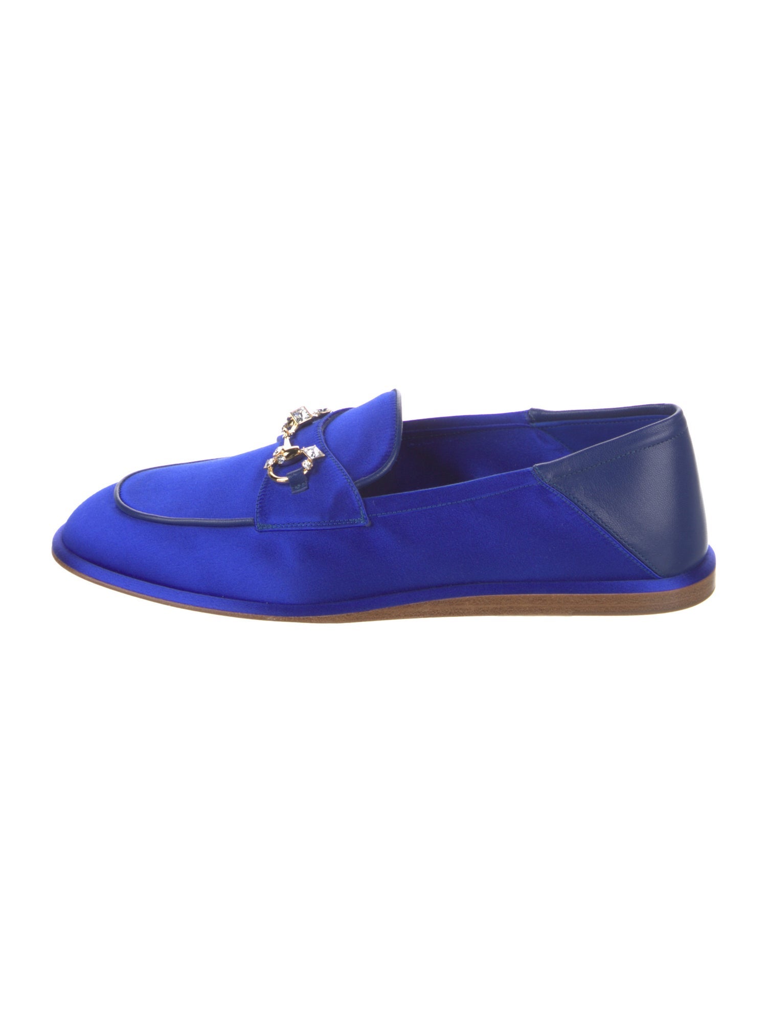 Gucci Leather Crystal Embellishments Loafers
